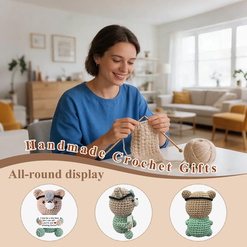 Phd Gifts for Female Male Staff, Doctor Nurse Week Appreciation, Retirement & Birthday Gift Funny Doctor Gifts Women Men, Handmade Crochet Bear for Doctors Students B0GGZDFFD6