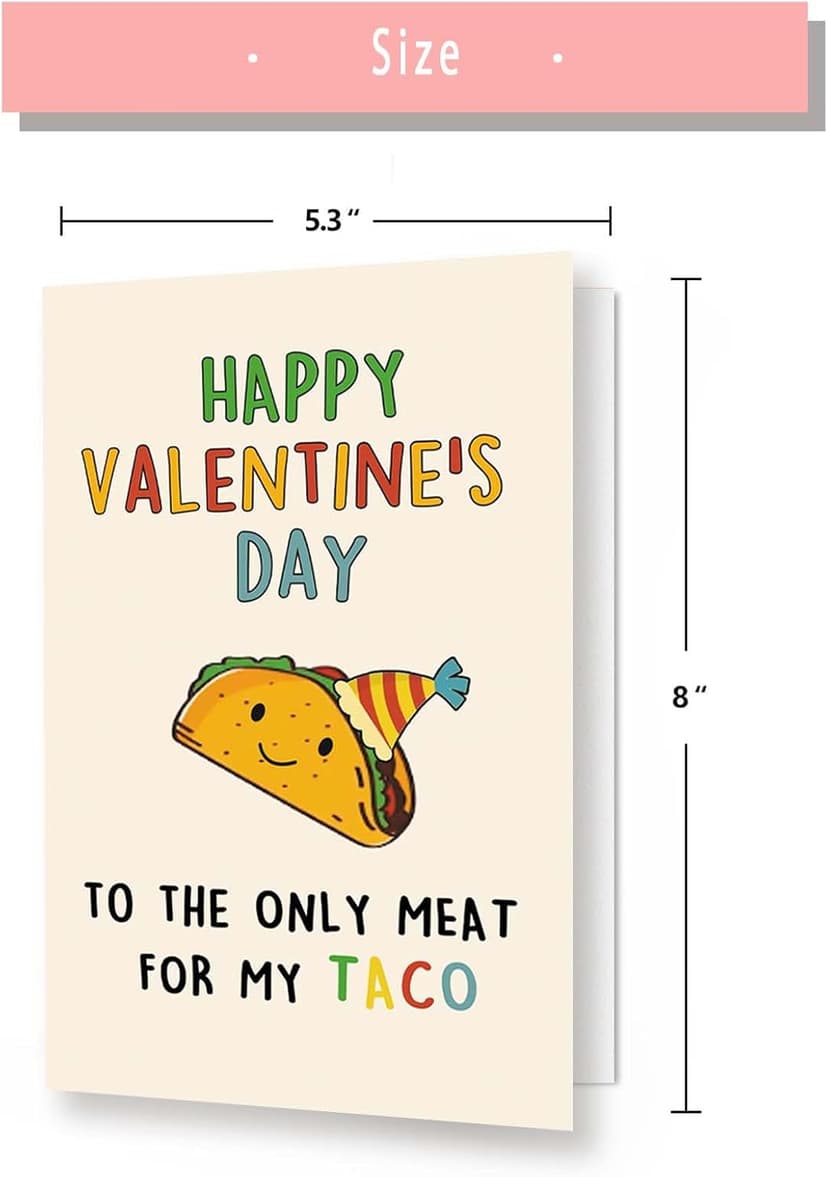 Lovely Taco Valentines Day Card for Him Her, Naughty Valentine's Day Gift for Husband Wife, Romantic Boyfriend Girlfriend Vday Card, To The Only Meat for My Taco