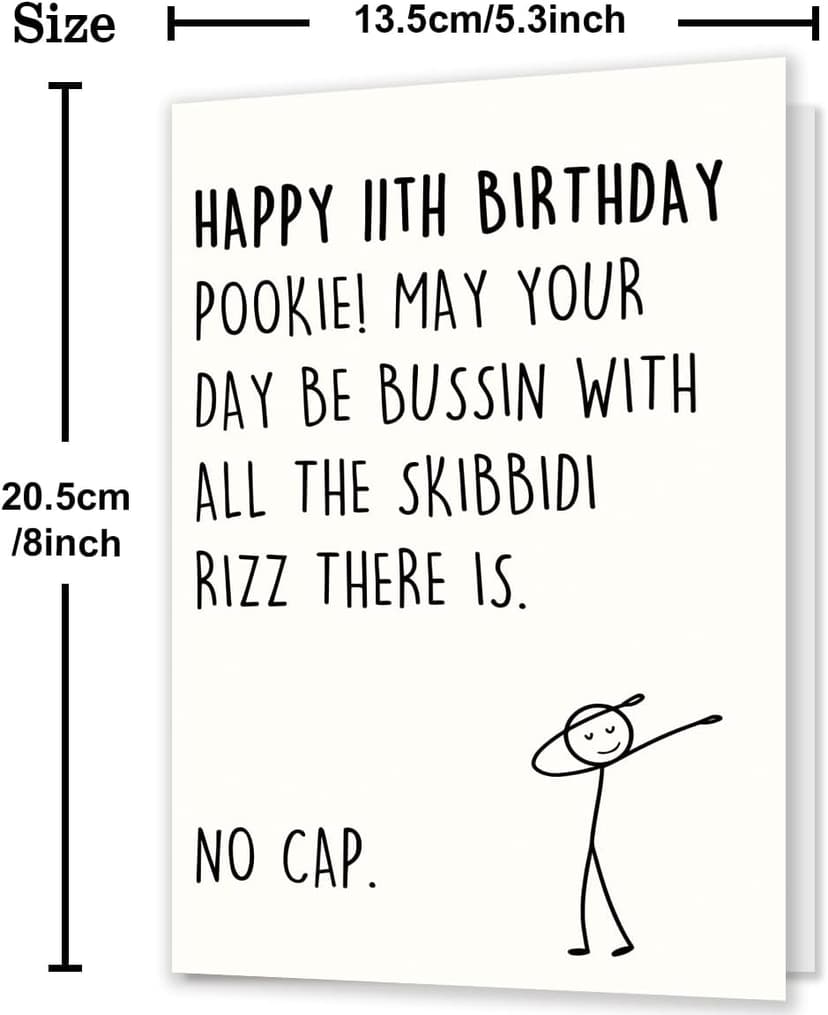 11th Birthday Card,11 Year Old Birthday Gifts & Decorations for Boys Girls Son Daughter Nephew Niece,Funny 11th Birthday Card for Him Her with Gen Z Teenagers Slang Meme-Inspired Design