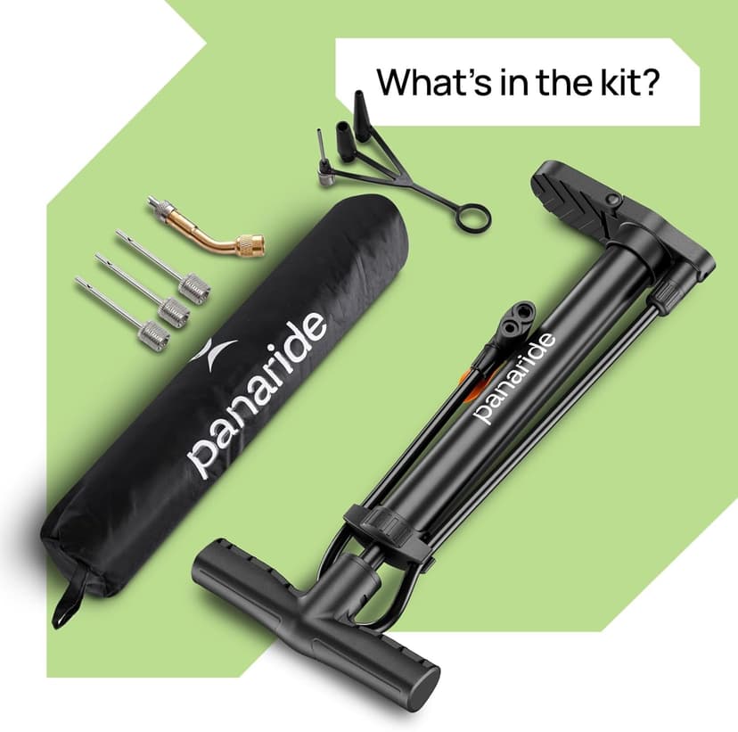 Bike Pump Floor, Advanced Bike Tire Inflator, Bicycle Hand Air Pump with Dual Presta and Schrader Valves, Handheld Pump, Suitable for Road and Mountain Bikes, Baby Stroller, Balls