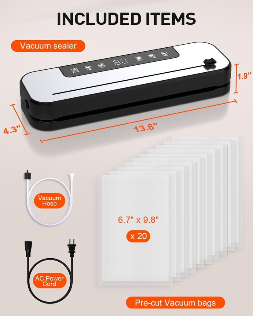 CEROBEAR Food Vacuum Sealer Machine, 75kpa Powerful Food Saver Vacuum Sealer Machine with Cutter, 6-in-1 Automatic Air Sealing for Food Storage, Sous Vide, Meat, Vegetables, Dry/Moist Modes