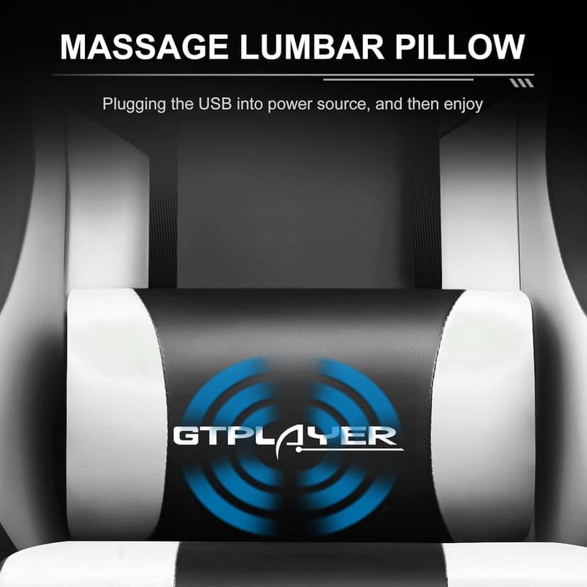 GTPLAYER Gaming Chair, Computer Chair with Footrest and Lumbar Support, Height Adjustable Game Chair with 360°-Swivel Seat and Headrest and for Office or Gaming (Pearl White)