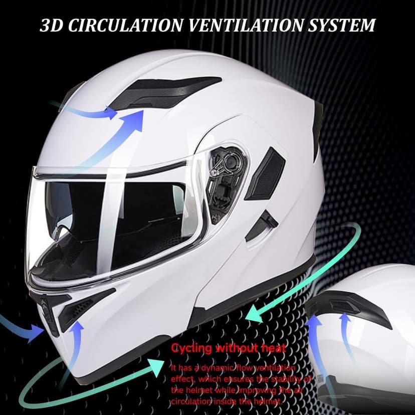 Bluetooth Motorcycle Helmets DOT Approved, Flip-Up Full Face Modular Helmet with Dual Visors, Noise Cancelling Dual Speakers for Adults