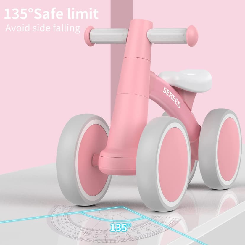 12-24 Months Toddler Bike, First Learning Ride on Toys, 4 Silent Wheels Indoor Outdoor Baby Walker, Pink New SEREED Baby Balance Bike for 1 Year Old Boy Girl, First Birthday Gift Toy B0B38JGP21