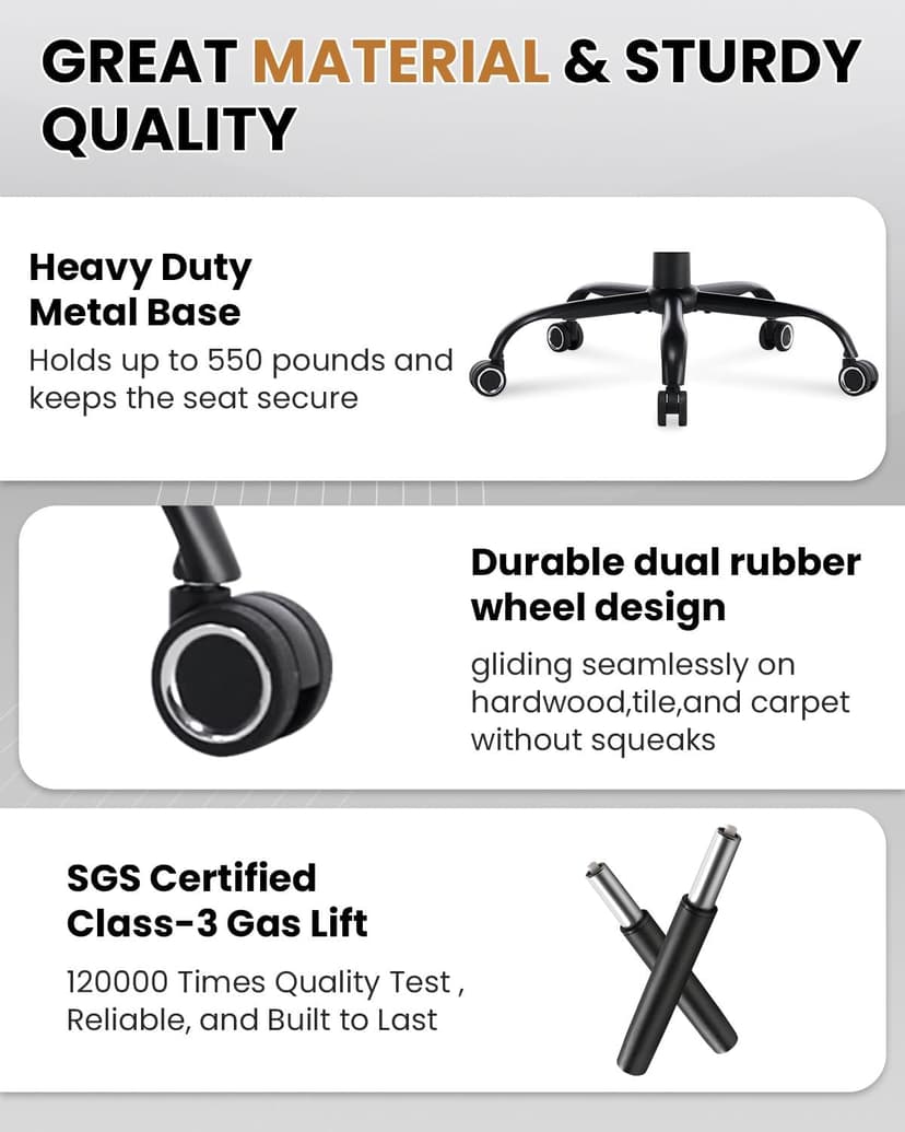 550LBS Big and Tall Office Chair for Heavy People,Ergonomic Office Chair with Padded Flip-Up Arms and Adjustable Lumbar Support,High Back Executive Leather Desk Chair with Rocking Function