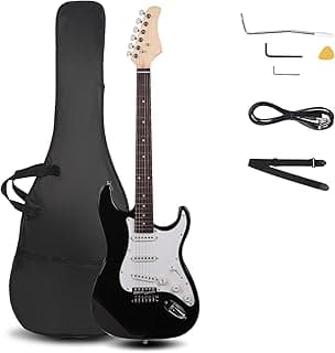 Ktaxon 39 Inch Electric Guitar, Full-Size Beginner Solid Body Electric Guitar Kit with Gig Bag, Strap, Tremolo Bar, Cable & Picks (Black)