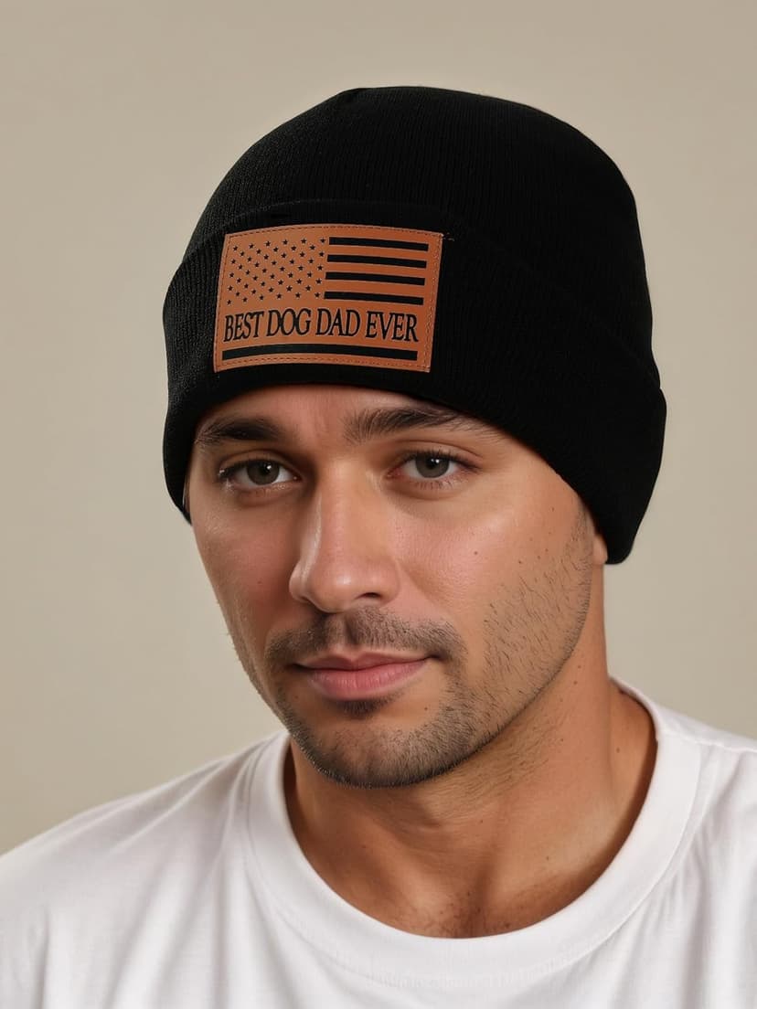 Best Dog Dad Ever Gifts American Flag Leather Animal Lovers Beanie Hat Christmas Stocking Stuffers Birthday Gifts