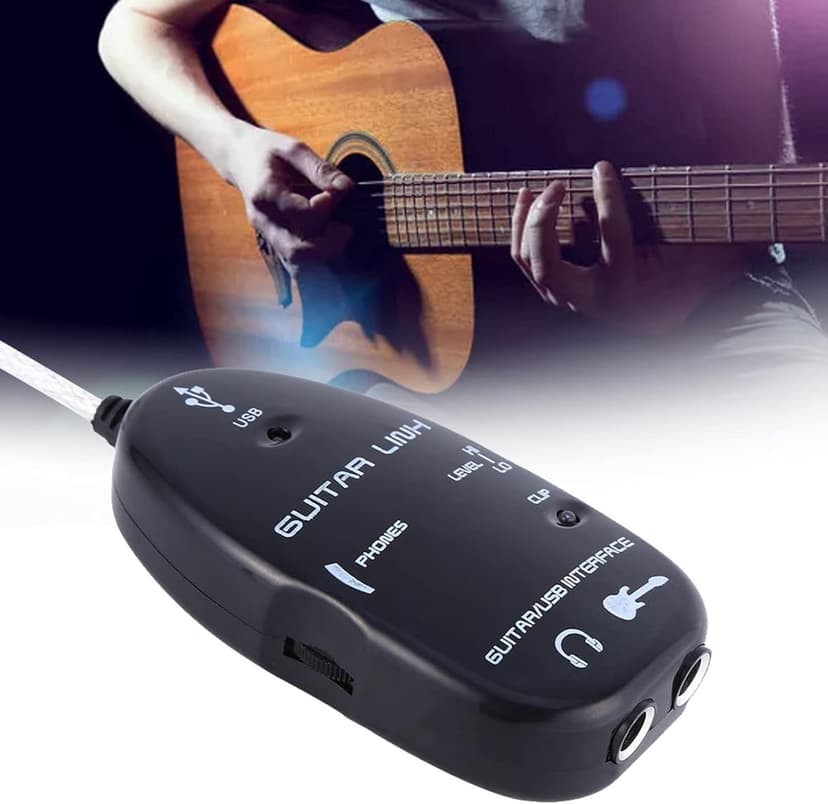 Sunicon Professional USB Guitar Cable, Guitar to USB Interface Cable Link Audio with Software CD Driver for PC Recording Adapter
