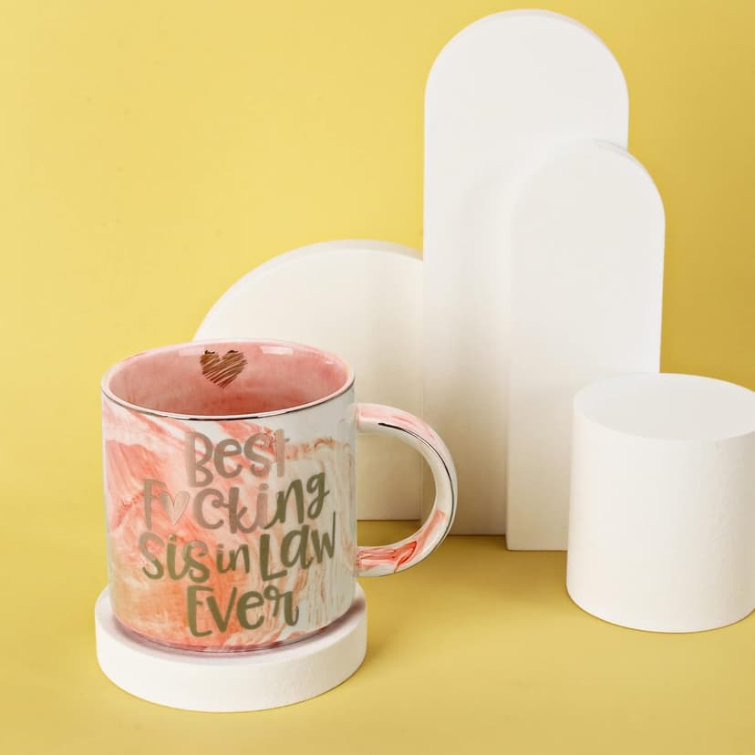Hendson Sister In Law Gifts - Best Sis In Law Ever - Funny Sister In-Law Chirstmas Birthday Gift, Engagement, Wedding Gift, New To Be - Pink Mug, 11.5oz Coffee Cup