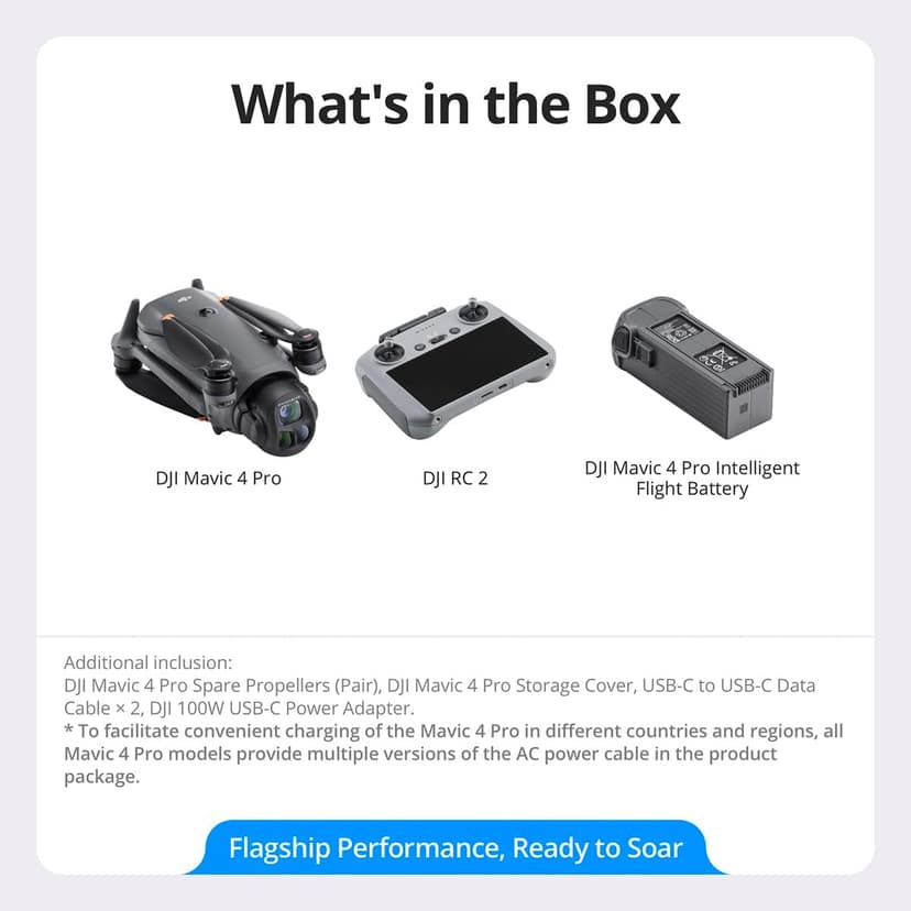 DJI Mavic 4 Pro Drone with DJI RC 2, Flagship Tri-Camera Drone with 100MP 4/3 CMOS Hasselblad Camera, for Professionals, 30km/18.6mi Video Transmission, 51-Min Max Flight Time