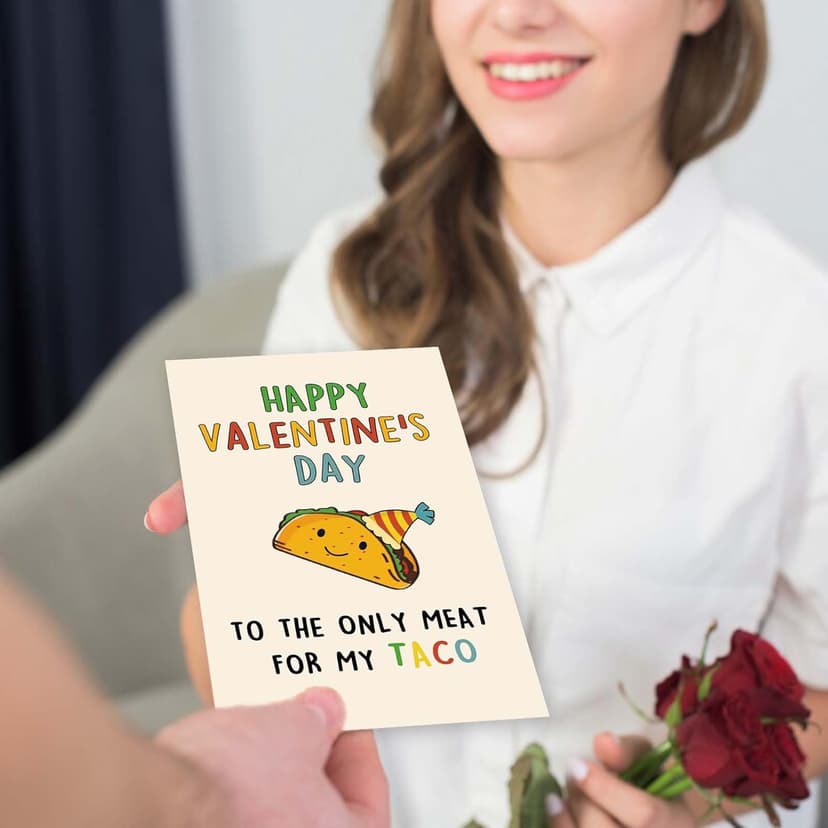 Lovely Taco Valentines Day Card for Him Her, Naughty Valentine's Day Gift for Husband Wife, Romantic Boyfriend Girlfriend Vday Card, To The Only Meat for My Taco