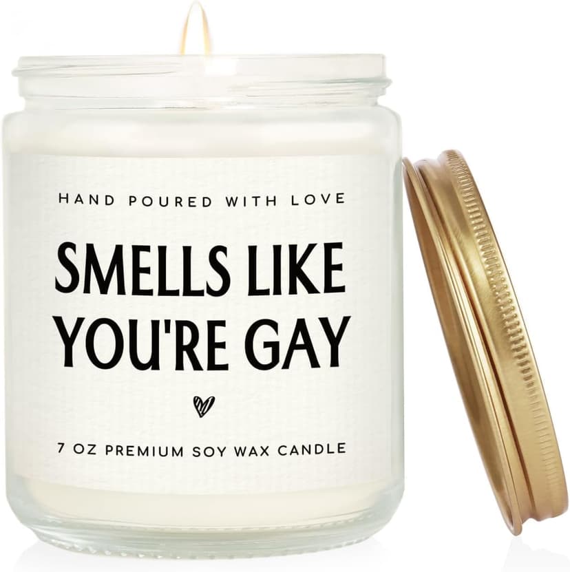 Smells like You’re Gay Candle, Gag Gifts for Friend Boyfriend Men, Funny Birthday Handmade Lavender Gay Candle Gifts 7oz SteadStyle Pride Mouth Gay Gifts, Pride Gifts for Brother Lesbian LGBT B0DR7VFTM4