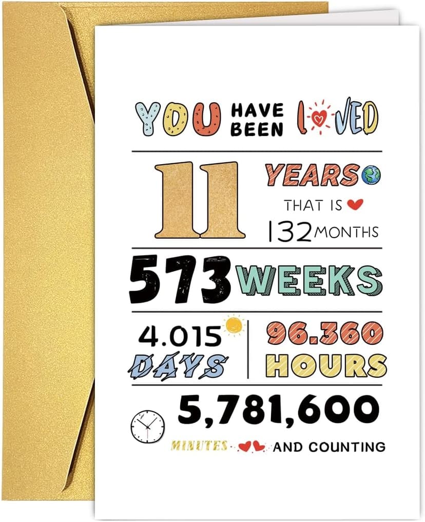 Cute 11th Birthday Card for Boys Girls, Ideal eleven Year Old Birthday Card Gift for Son Daughter Grandson Granddaughter, Happy Birthday Card for 11 Years Old Children, 11Th Birthday Decoration