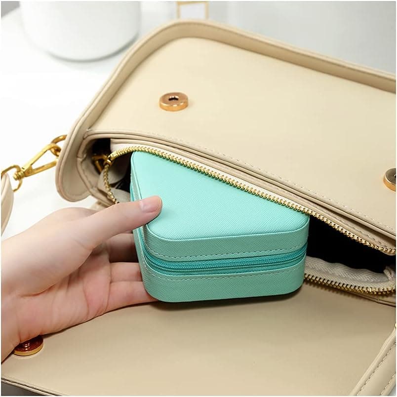 TRODANCE Mini Jewelry Travel Case, Small Portable Jewellry Organizer Box Portable Display Storage Box for Rings Earrings Necklaces, Gifts for Girl, Women, Wedding, Birthday, Mom, Mother's Day (Blue) B09631PYPT