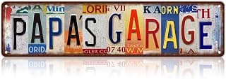 Street Sign Gift for Father Vintage Papa's Garage Wall Decor Metal Tin Signs B0DCW43G3J