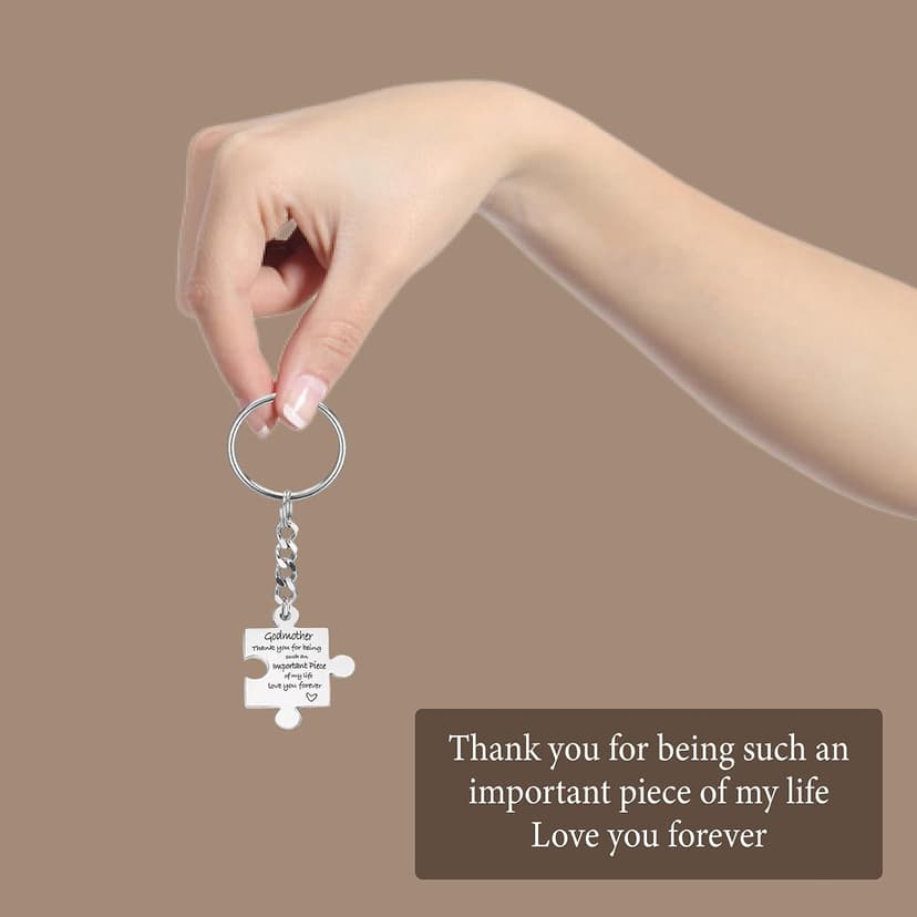 Best Godmother Ever Mug 12 Ounces Ceramic Coffee Cup Floral Beige with Keychain, Gift for Godmother Birthday, Mother’s Day, Christmas from Godchild