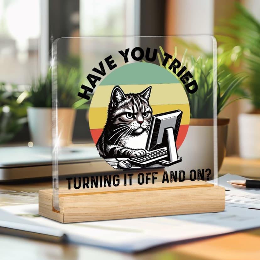 Funny Tech Guys Office Decor, Humorous Gifts for IT Team Technical Tech Guys Engineers Programmer, Technician Gifts Engineer Gift Acrylic Plaque Sign Office Desk Decor B0FRS4VC62