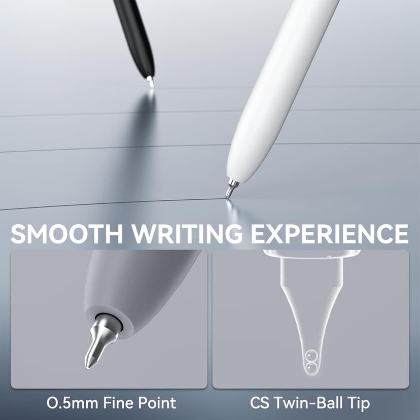 Gel Pens, 6 Pcs 0.5mm Fine Point Black Ink Pen With Smooth Writing, Office Desk Accessories, School Supplies Gifts for Men Women, Quick Dry Pens Ballpoint For Journaling, Black/Gray/White