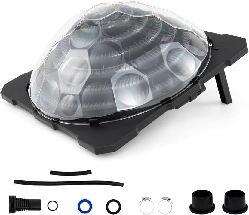 Goplus Solar Pool Heater Above Ground, Inground Swimming Pool Dorm Heater with Rotatable Hose Connectors and Foldable Legs, Solar Powered Water Heating