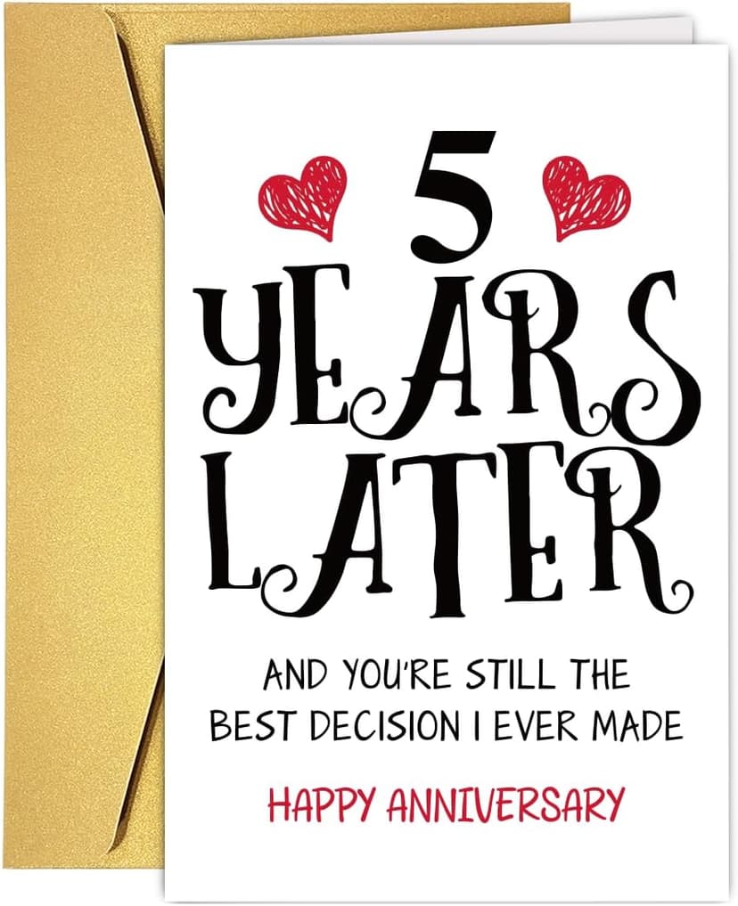 Romantic 5 Years Anniversary Card for Husband Wife, Sweet 5th Wedding Anniversary for Couple, Idea Five Years Wedding Card Gift for Him Her, 5th Wedding Anniversary Card, 5 Years Anniversay Decor