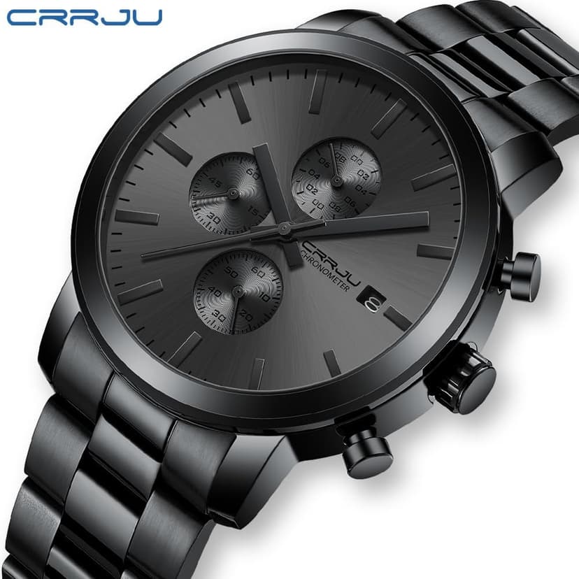 CRRJU Mens Stylish Casual Quartz Watches for Men Luxury Waterproof Calendar Chronograph Japan Movement Wristwatches