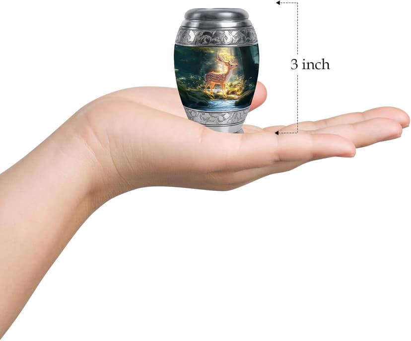 Deer Urn Ashes, Burial & Funeral for Adult Remains, Memorial Gift for Men & Women, Handcrafted, Cremation Urns for Human Ash Small, Green, 3 Inch B0F67DZ9FG