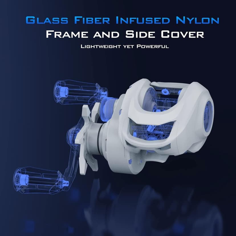 KastKing Centron Lite Baitcasting Fishing Reel – Lightweight, Glass Fiber Infused Nylon Frame – 7.6 OZ – 5 + 1 Anti-Reverse Ball Bearings, 7.1:1 High-Speed Gear Ratio Fishing Reel with Compact Design