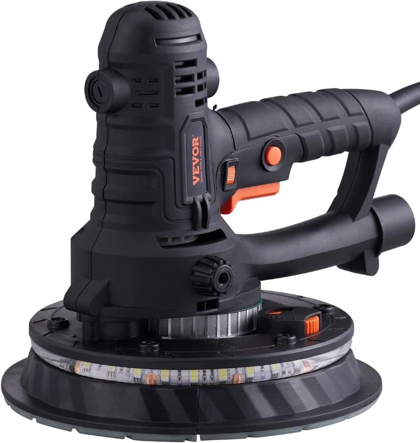 VEVOR Drywall Sander, 800W Electric Sander with 12 Sanding Discs, Variable Speed 1200-2300 RPM Wall Sander with Automatic Vacuum Dust Collection System, Double LED Lights, Dust Bag, Detachable Edge