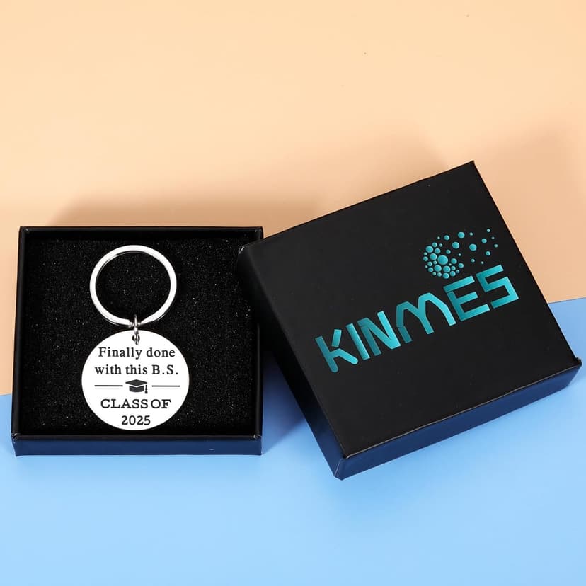 KINMES Funny College Graduation Gifts for Him Her 2025 College High School Master Degree Graduation Gifts, Senior Gift for Son Daughter Class of 2025 Keychain, Senior Night Gift for Graduate Friends