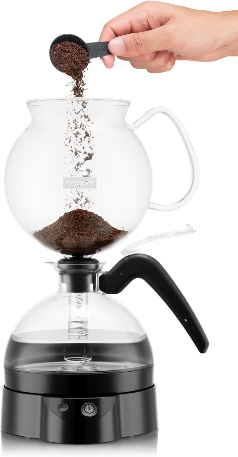 Bodum 34oz ePebo Electric Vacuum Coffee Maker, BPA-Free Tritan Plastic Jug, High-Heat Borosilicate Glass Funnel w/Temperature Control
