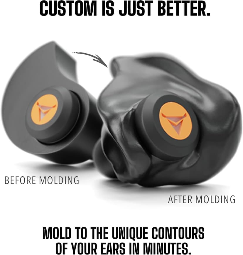 Decibullz Percussive Moldable Earplugs for Hunting & Shooting, Gun Range Hearing Protection for Shooters, Reusable Ear Plugs for Shooting Range