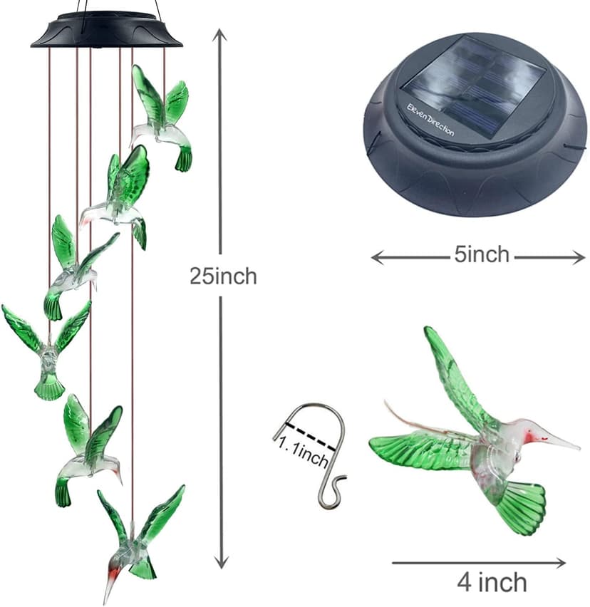 Hummingbird Solar Chimes,Unique Birthday Gifts for Women/Mom/Grandma,Best Idears Grardening B07TLHZJ31