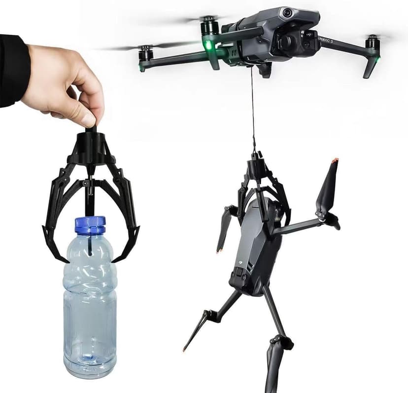 Drone remote control intelligent mechanical claw/hook air releaser pick-up device fishing cast bait fixed-point drop device for DJI drone (We don't sell drones)