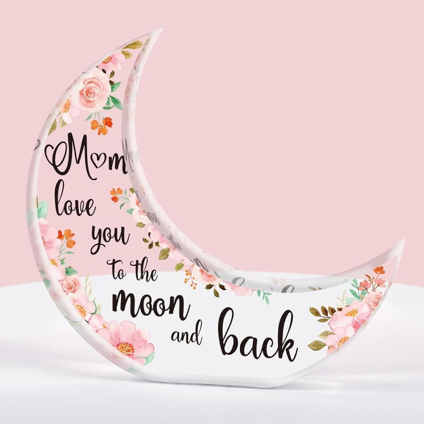 Gifts for Mom, Mom Christmas Gifts from Daughter Son, Christmas Gifts for Mom - Thanksgiving Presents for Mom - Acrylic Moon Shaped Decorative Plaque Gifts.