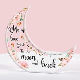 Gifts for Mom, Mom Christmas Gifts from Daughter Son, Christmas Gifts for Mom - Thanksgiving Presents for Mom - Acrylic Moon Shaped Decorative Plaque Gifts.