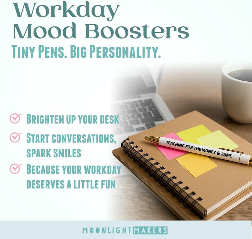 Engraved Funny Pens for Adults, Appreciation Gifts, Ideal Desk Decor for Work and Office Desk, Cute Packaging, Handy Clips Moonlight Makers Ballpoint Pens Black Ink, Set of 5, Adulting in Progress B0FLSB39H6
