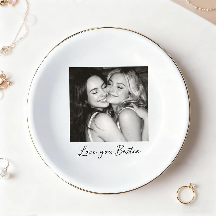 My4gifts Personalized Besties Photo Jewelry Dish, Sisters Jewelry Dish, Custom Besties Gifts, Bff Gifts, Friendship Gift, Best Friend Gift for Women, Custom Jewelrys Plate, Birthday, Christmas/2 B0GFCRMT8Q