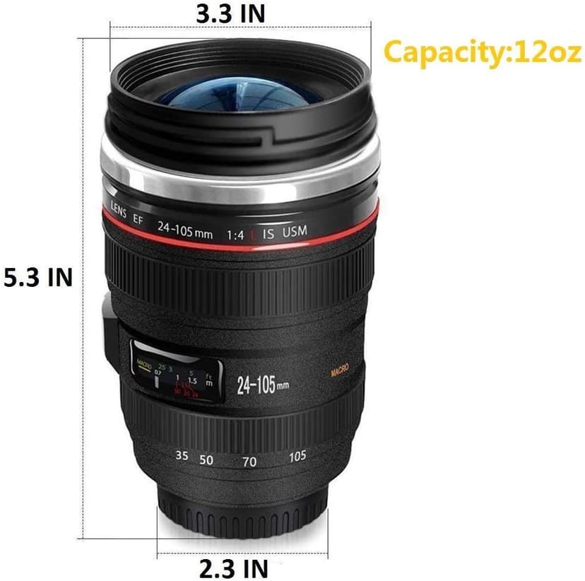 Chasing Y Camera Lens Coffee Mug -Thermal Tumbler Insulated Iced Cup with Spoon,13.5 OZ hot Coffee mug Gift for Him, Her,Mom,Dad Gifts, Photography, Friends,Camera accessories,Travel,School B07MV4LP6S