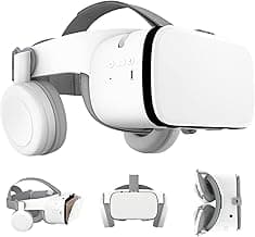 VR Headset for Phone, Virtual Reality Glasses with Bluetooth Headphones for Adults and Kids Play 3D VR Games Movies (White VR Only)