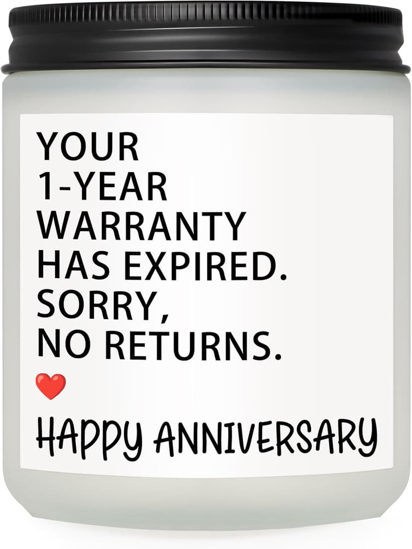 1 Year Anniversary Couple Gifts for Boyfriend Girlfriend, Happy One Year Wedding Anniversary Funny Gifts for Men Women Husband Wife, Romantic First 1st Year Marriage Gift for Her Him Scented Candle B0GT8YSWNK
