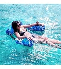 Inflatable Pool Float Chair - 2 Pack Pool Floats Adult Heavy Duty, Water Floating Lounge Chairs, Blow up Floaties Adults for Summer Fun Party Lake Beach