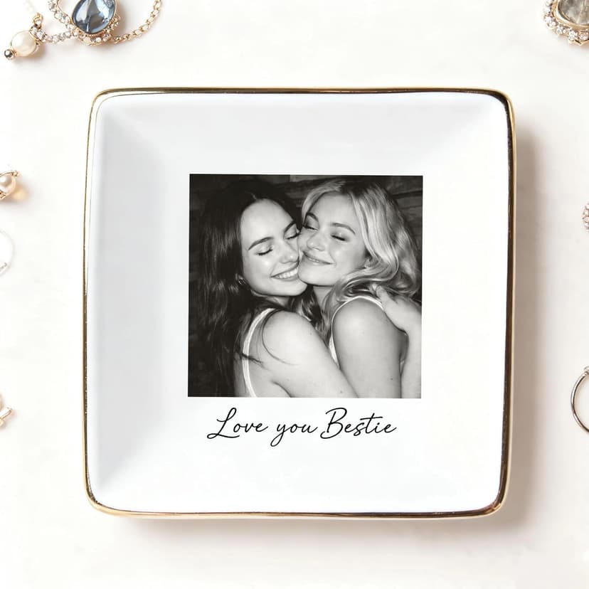 My4gifts Personalized Besties Photo Jewelry Dish, Sisters Jewelry Dish, Custom Besties Gifts, Bff Gifts, Friendship Gift, Best Friend Gift for Women, Custom Jewelrys Plate, Birthday, Christmas/2 B0GFCRMT8Q