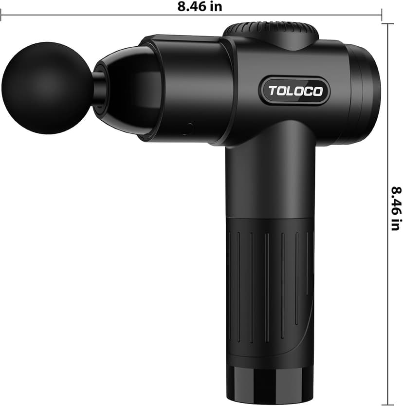 TOLOCO Massage Gun, Deep Tissue Back Massage for Athletes for Pain Relief, Percussion Massager with 10 Massages Heads & Silent Brushless Motor, Gifts for Fathers Day, Black