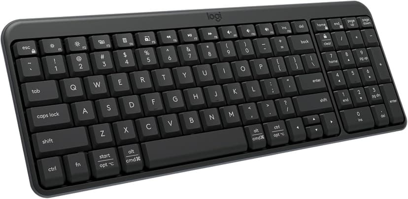 Logitech K250 Bluetooth Keyboard with Numpad, Easy Connectivity, Compact Wireless Keyboard Made with Recycled Plastic, Spill-Resistant, Comfortable Keys - Windows/MacOS - Graphite