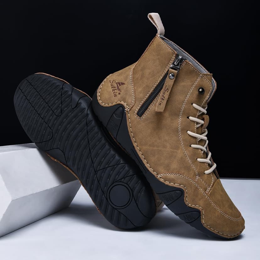 GJUYC Chelsea Boots Mens Leather Shoes For Men High Top Sneakers Casual Handmade Work Men's Size Man Shoe