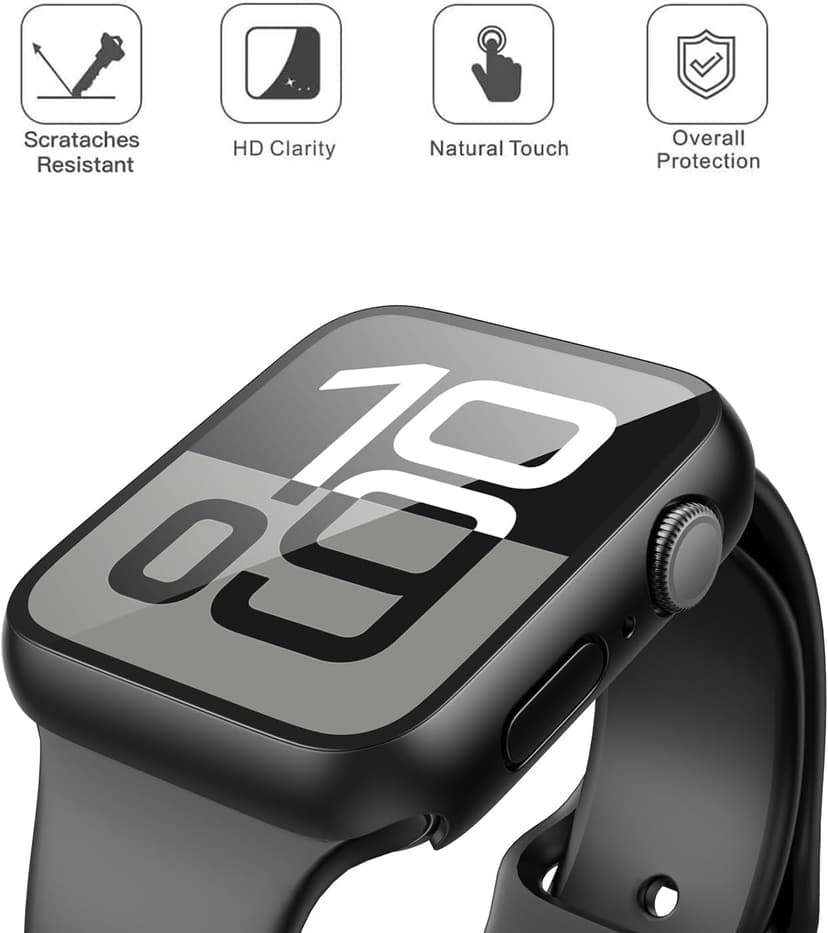 Misxi 2 Pack Tempered Glass Case Compatible for Apple Watch Series 11 (2025) Series 10 42mm, Hard PC Screen Protector Overall Protection Ultra-Thin Lightweight Scratch-Resistant Cover for iWatch, Black