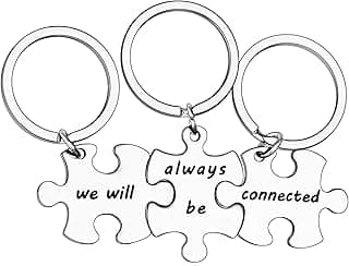 YEEQIN 3PCS We Will Always Be Connected Keychain Set, Best Friends Keychains for 3, Friendship Keychain Jewelry Gift for Sisters Friends