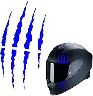Motorcycle Helmet Stickers, Cool DIY Monster Claw Scratched Stickers, Striped Vinyl Waterproof & Scratch-resistant Decals, Used for Decorating Helmets, Vehicles, Laptops, Walls (Blue)