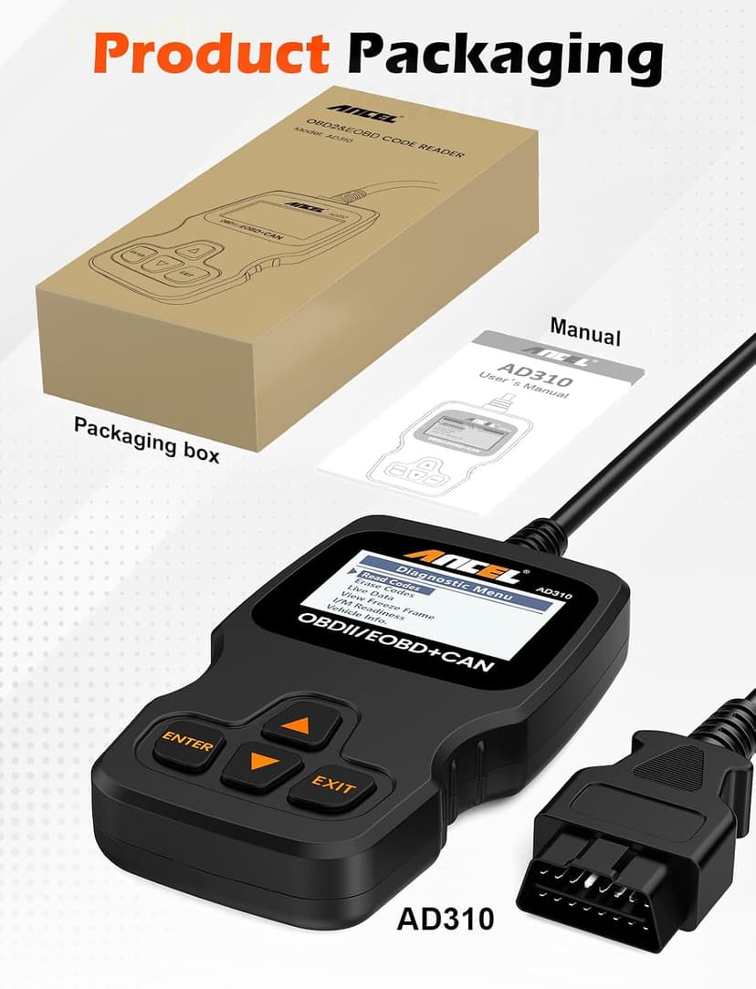 ANCEL AD310 Classic Enhanced Universal OBD II Scanner Car Engine Fault Code Reader CAN Diagnostic Scan Tool, Read and Clear Error Codes for 1996 or Newer OBD2 Protocol Vehicle (Black) B01G5EA74I