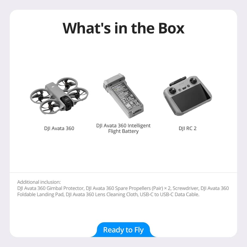 DJI Avata 360 (RC 2), 360° Drone With 1-Inch 8K 360° Imaging for FPV & Aerial Filming, 360° Camera Drone With Propeller Guard. Includes RC 2 With a Built-In Screen for Precise Control